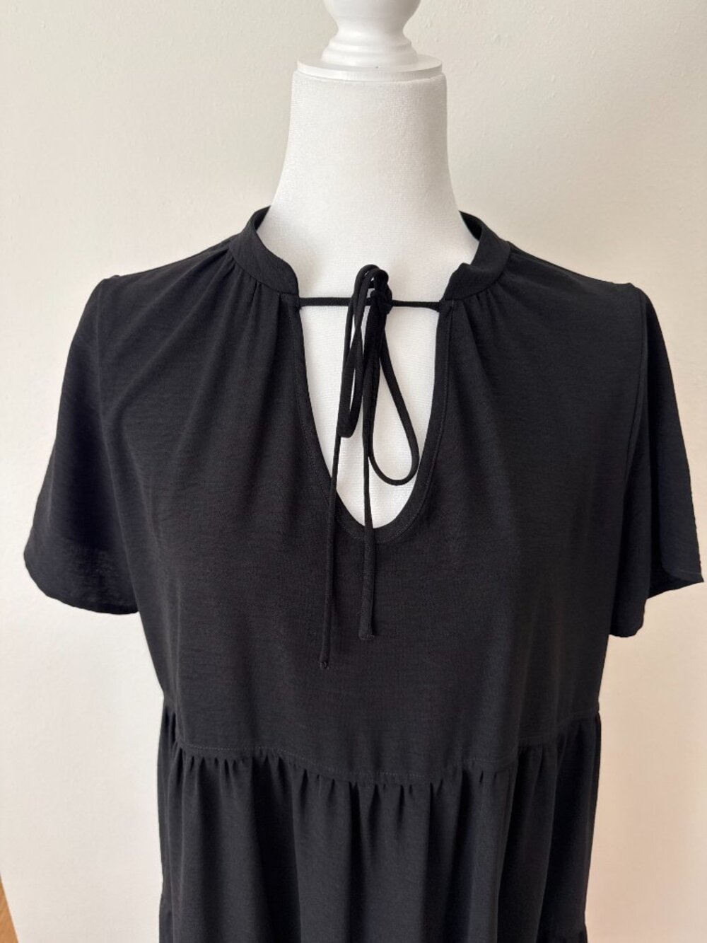 Lulus Happy To Be Tier Black Tiered Babydoll Midi Dress - Size M - Picture 7 of 9